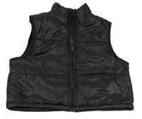 Černá šusťáková zateplená crop vesta Shein