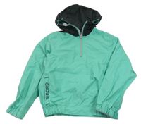 Zeleno-černá šusťáková nepromokavá funkční bunda s kapucí Tribord