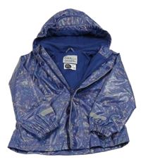Tmavomodrá nepromokavá jarní bunda s dinosaury a kapucí Lily & Dan