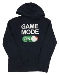 Tmavomodrá mikina s nápisem s překlápěcími flitry a kapucí H&M