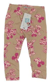 Nové - Světlehnědé legíny s Minnie a Mickeym Disney