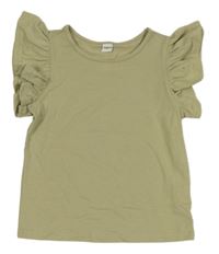 Zelenošedé tričko s volánky Shein