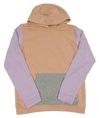 Meruňkovo-lila-šedá mikina s kapucí Barbour