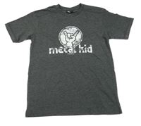 Tmavošedé melírované tričko s potiskem