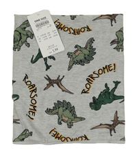 Nové - Šedý melírovaný nákrčník s dinosaury Dopodopo