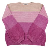 Starorůžovo-růžovo-fuchsiový žinylkový svetr M&S