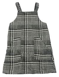 Černo-béžové kostkované laclové šaty s kapsami F&F