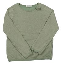 Zelený lehký třpytivý svetr zn. H&M
