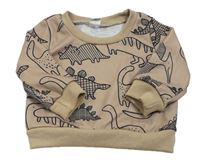 Hnědo-černá mikina s dinosaury Shein