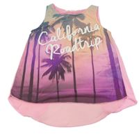 Růžová lehká tunika s nápisem a palmami H&M