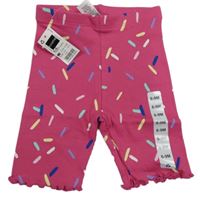 Růžové žebrované vzorované kraťasy Dunnes Stores 
