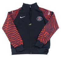 Tmavomodrá sportovní propínacím mikina s červenými vzorovanými rukávy - Nike
