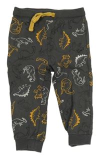 Tmavošedé tepláky s dinosaury Pep&Co