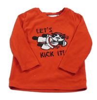 Červené fleecové pyžamové triko s pejskem Primark