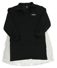 Černé teplákové šaty s halenkou a límečkem Zara