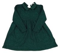 Tmavozelené třpytivé pletené šaty M&S