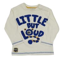 Bílé triko s modrým nápisem 