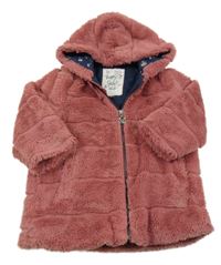 Starorůžová kožešinová podšitá bunda s kapucí C&A