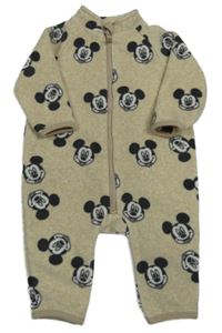 Béžový fleecový overal s Mickeym George