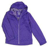 Fialová šusťáková funkční jarní bunda s logem a kapucí Mountain Warehouse