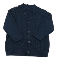 Tmavomodrý vzorovaný propínací svetr Matalan