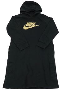 Černé teplákové šaty s logem a kapucí Nike