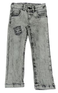 Šedé melírované skinny rifle s nášivkou Dopodopo