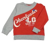 Červeno-šedá mikina s nápisem 