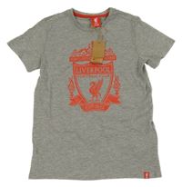 Nové - šedé melírované tričko s potiskem - Liverpool 
