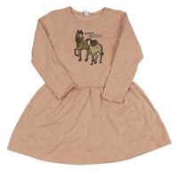 Světlerůžové teplákové šaty s koníky Topolino