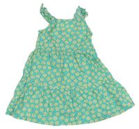 Zelené květované plátěné šaty Primark