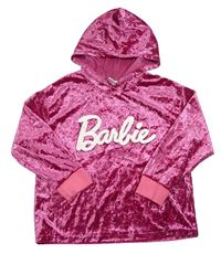 Růžová sametová mikina s kapucí - Barbie PatPat