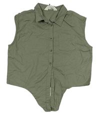 Khaki crop halenka s vázáním Primark