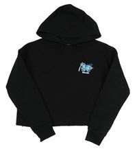 Černá crop mikina s motýlkem a kapucí New Look