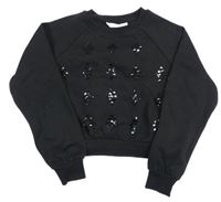 Černá crop mikina s flitry zn. H&M
