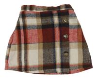 Bílo-béžovo-červeno-tmavomodrá kostkovaná vlněná sukně zn. Shein