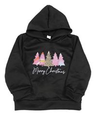 Černá mikina se stromy a kapucí 