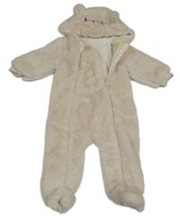 Smetanová kožešinová zateplená kombinéza s kapucí Dunnes Stores