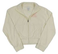 Smetanová crop froté propínací mikina s logem Juicy Couture