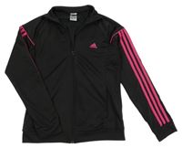Černo-růžová propínací sportovní mikina s pruhy Adidas