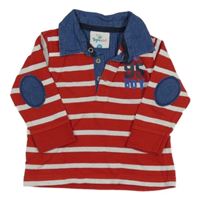 Červeno-bílé pruhované polo triko s číslem Topomini