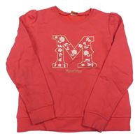 Fuchsiová mikina s písmenem a volánky 