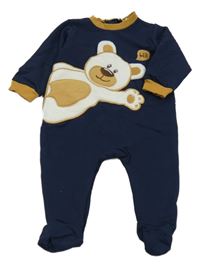 Tmavomodrý teplákový overal s medvídkem