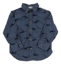 Šedomodrá manšestrová košile s diny H&M