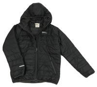 Černá šusťáková zateplená prošívaná bunda s kapucí Jack Wolfskin