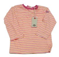 Nové - Bílo-růžovo-oranžové pruhované triko Lee Cooper