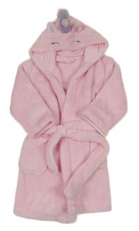 Růžový plyšový župan s kapucí - jednorožec George
