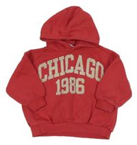 Červená mikina s nápisem a kapucí Zara