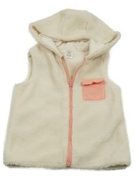 Smetanovo-růžová huňatá vesta s kapucí Pep&Co