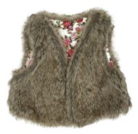 Hnědá kožešinová podšitý vesta 